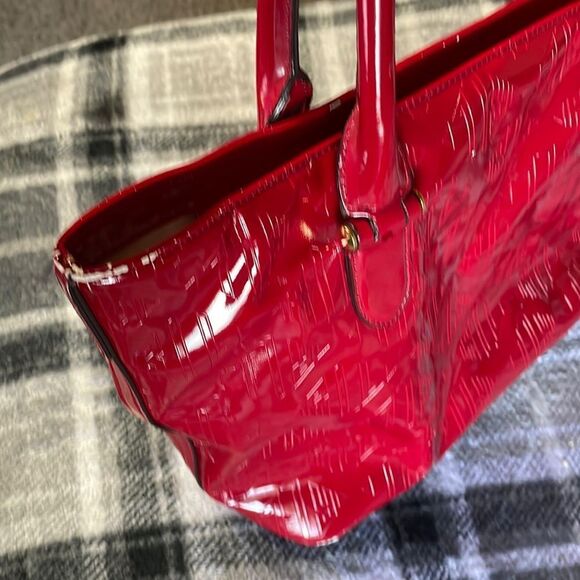 Ralph Lauren Vintage Ferrari Red Leather Handbag Glossy Shoulder Purse - Picture 16 of 16